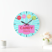 Retro Candy Store Pastel farbige Lollipops Design Große Wanduhr (Zuhause)