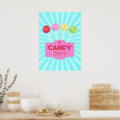 Retro Candy Store Pastel Lollipops Grafikdesign Poster (Küche)