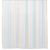 Retro Candy Stripe 1970er Jahre Pastel Rainbow Col Duschvorhang (Vorderseite)