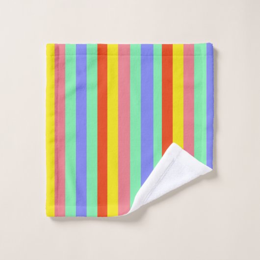 Retro Candy Stripes Badhandtuch Set (Waschlappen)