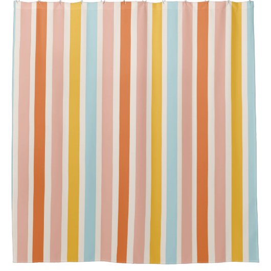 Retro Candy Stripes Duschvorhang (Vorderseite)