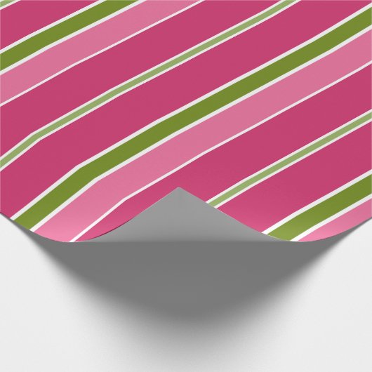 Retro Candy Stripes Weihnachtswrapping Paper Geschenkpapier (Ecke)