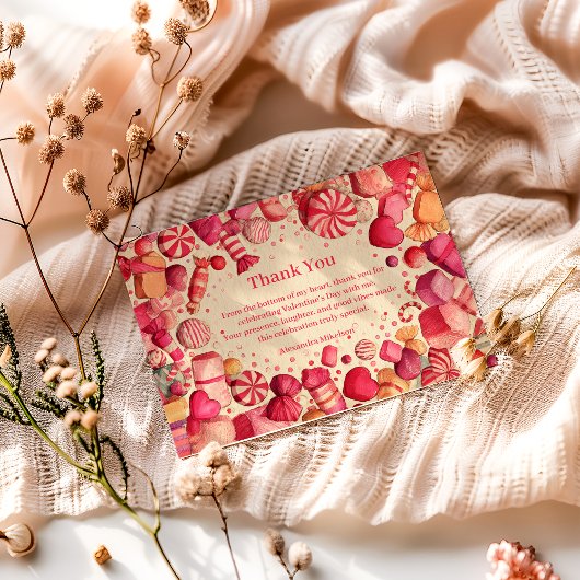 Retro Candy Sweets Valentine Party Dankeskarte