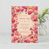 Retro Candy Sweets Valentine Party Einladung (Stehend Vorderseite)