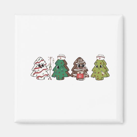 Retro Candy Tree Christmas Pink Bow Coquette Magnet (Vorne)