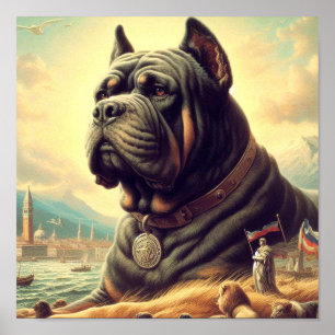 Retro Cane Corso Painting Poster