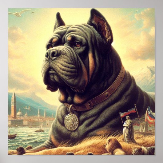 Retro Cane Corso Painting Poster (Vorne)
