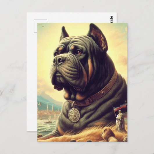 Retro Cane Corso Painting Postkarte (Vorne/Hinten)