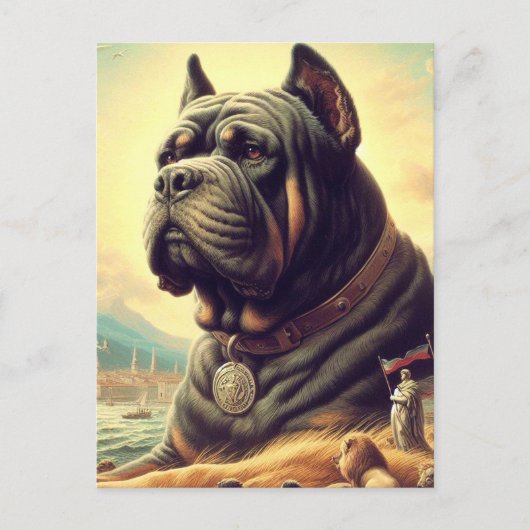 Retro Cane Corso Painting Postkarte (Vorderseite)
