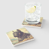 Retro Cane Corso Painting Steinuntersetzer (Seitenansicht)