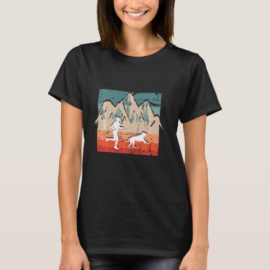 Retro Canicross Cross Country Running With Dog T-Shirt (Vorderseite)