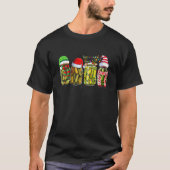 Retro Canned Pickles Christmas Santa Hat Reindeer T-Shirt (Vorderseite)
