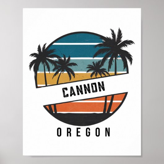 Retro Cannon Beach Oregon Surfbrett Surfen Poster (Vorne)
