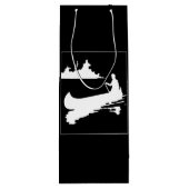 Retro Canoe-Silhouette Geschenktüte Für Weinflaschen (Rückseite)