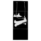 Retro Canoe-Silhouette Geschenktüte Für Weinflaschen (Vorderseite)