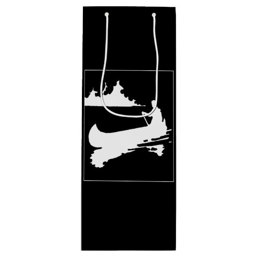 Retro Canoe-Silhouette Geschenktüte Für Weinflaschen (Vorderseite)
