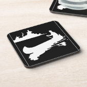 Retro Canoe-Silhouette Getränkeuntersetzer (Linke Seite)