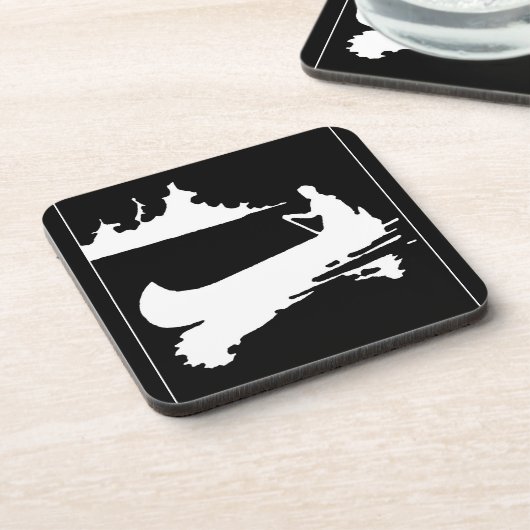 Retro Canoe-Silhouette Getränkeuntersetzer (Linke Seite)