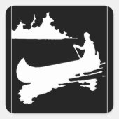 Retro Canoe-Silhouette Quadratischer Aufkleber (Vorderseite)
