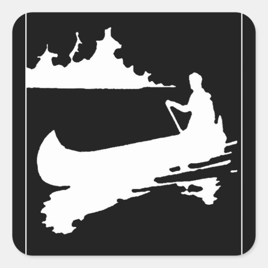 Retro Canoe-Silhouette Quadratischer Aufkleber (Vorderseite)