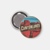 Retro Canyonlands Nationalpark Reisemblem Magnet (Vorderseite/Rückseite)