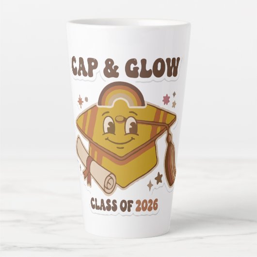 Retro Cap & Glow Abschlussklasse 2026 Milchtasse (Vorderseite)