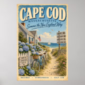 Retro Cape Cod Massachusetts Reiseplakat Küste Poster (Vorne)
