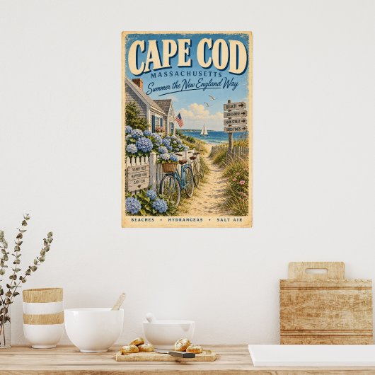 Retro Cape Cod Massachusetts Reiseplakat Küste Poster (Küche)