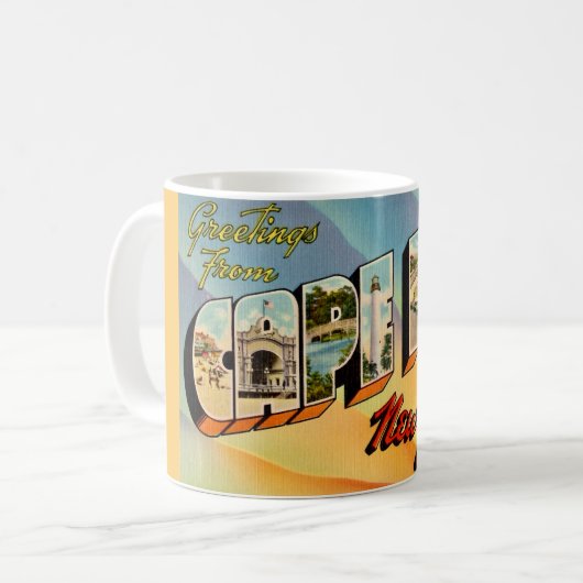 Retro Cape May NJ Postcard Kaffeetasse (Vorderseite Links)