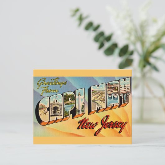 Retro Cape May NJ Postcard Postkarte (Stehend Vorderseite)