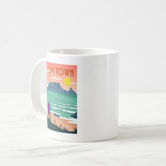 Retro Cape Town Südafrika Tafelberg Kaffeetasse (Vorderseite Links)