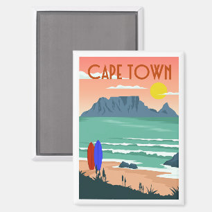 Retro Cape Town Südafrika Tafelberg Magnet