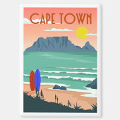 Retro Cape Town Südafrika Tafelberg Magnet (Vorderseite)