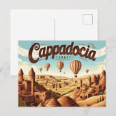 Retro Cappadocia-Ansichten Postkarte (Vorne/Hinten)