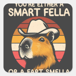 Retro Capybara Quadratischer Aufkleber