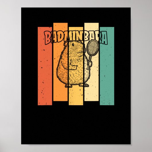 Retro Capybara Shuttle - Vintag Badminton Badminb Poster (Vorne)
