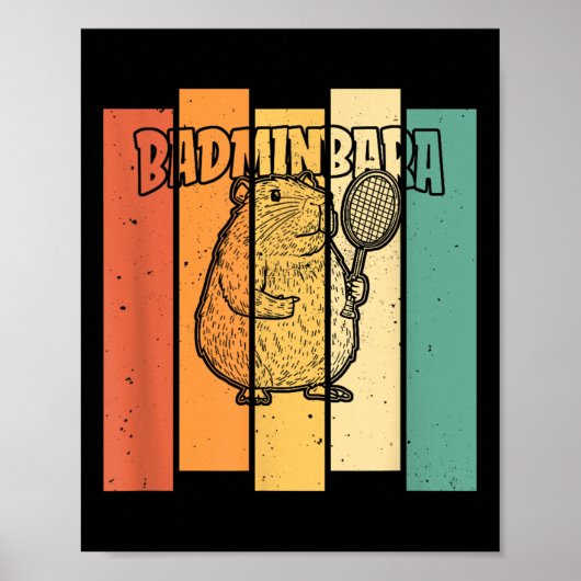 Retro Capybara-Shuttle - Vintage Badminton Badminb Poster (Vorne)
