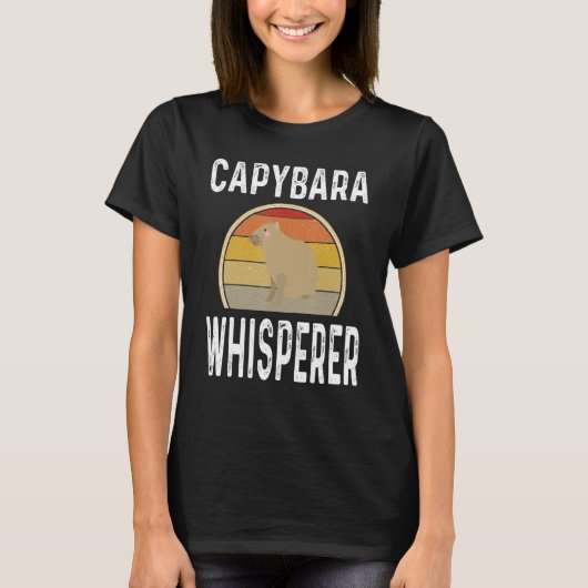 Retro Capybara Whisperer Animal Sunset T-Shirt (Vorderseite)