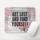 Retro Car auf der Road Map Maus Pad Mousepad (Mit Mouse)