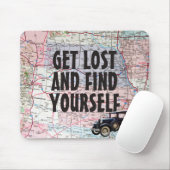 Retro Car auf der Road Map Maus Pad Mousepad (Mit Mouse)
