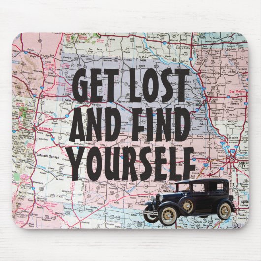 Retro Car auf der Road Map Maus Pad Mousepad (Vorne)