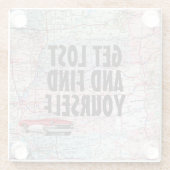 Retro Car auf der Roadmap Glasuntersetzer (Rückseite)