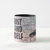 Retro Car auf der Roadmap Tasse (Zentrum)