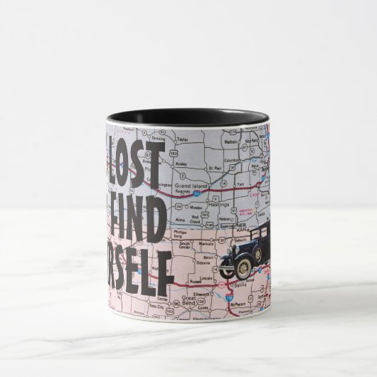 Retro Car auf der Roadmap Tasse (Zentrum)