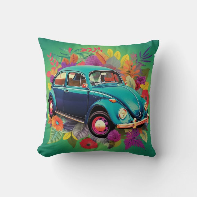 Retro Car Beetle Bug 1960s Kissen (Vorderseite)