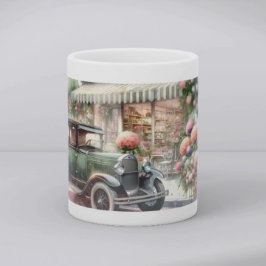 Retro Car & Blooming Boutique Scene Kaffeetasse
