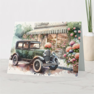 Retro Car & Blooming Boutique Scene Karte