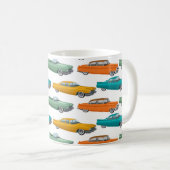 Retro Car Fifties Stilmuster Kaffeetasse (VorderseiteRechts)