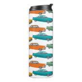 Retro Car Fifties Stilmuster Thermosbecher (Nach links gedreht)