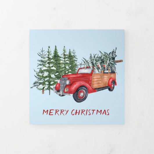 Retro Car Foto Vorlage Dreimal Weihnachtskarte (Cover)